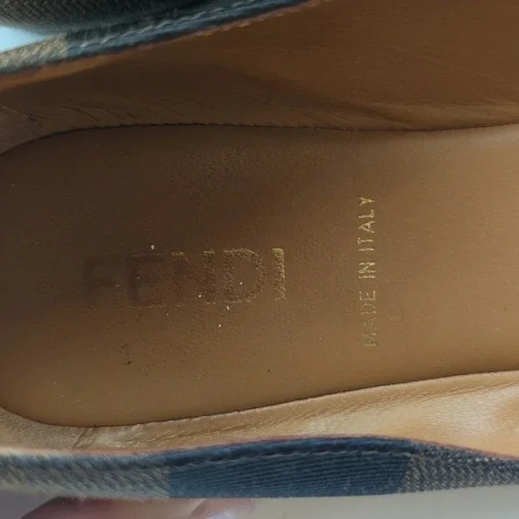 Fendi Ballet bow logo Canvas Leather cherry Red flats Size 6 - Picture 3 of 9